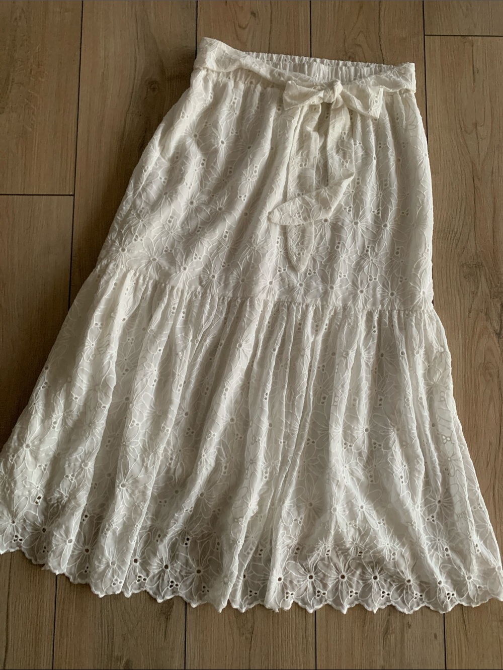 White Floral Maxi Skirt | bow in front or back | country girl + coastal + girly - Picture 6 of 9